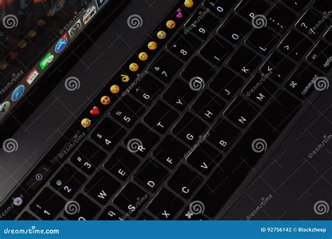 Closeup New Macbook Pro 2016 Keyboard Showing Illuminated and Emoji on ...