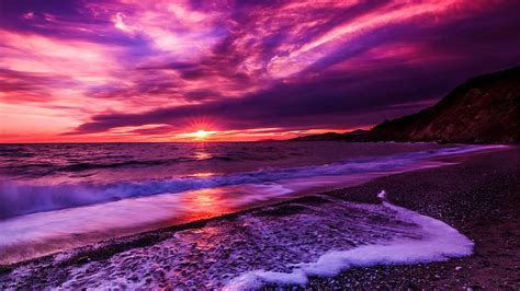 1920x1080px, 1080P free download | Beach During Purple Sunset Purple, HD wallpaper | Peakpx