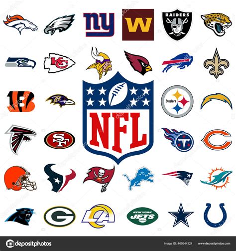 Logo All National Football League Teams Nfl Team Icons Set Stock ...