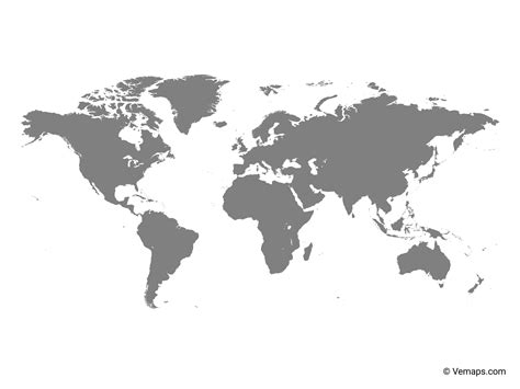 Grey Map of the World - Miller projection | Free Vector Maps