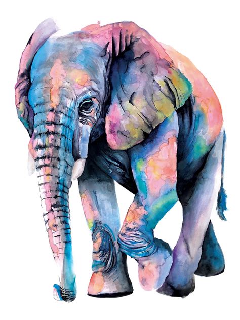 Elephant watercolor painting art digital download by Kate | Etsy