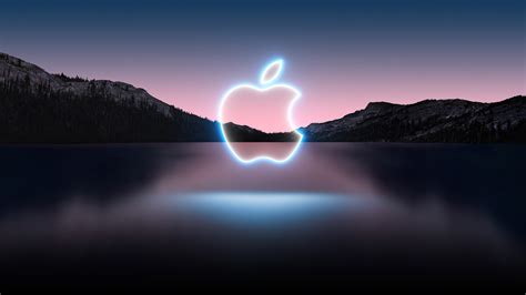 Apple logo Wallpaper 4K, Glowing, Reflection, Lake