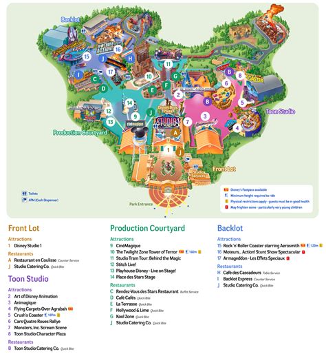 Map of Walt Disney Studios park of Paris | Disneyland, Carte disneyland, Parc disney