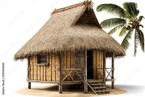 Tropical bungalow, outdoor tiki house, straw beach bar, hay thatch hut, tribal hut, and beach ...