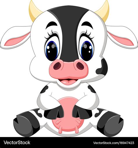 Cute baby cow cartoon Royalty Free Vector Image