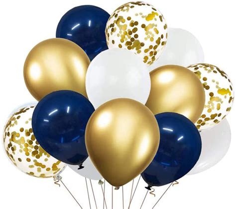 MioParty™: Navy Blue and Gold Confetti Balloons 12 inch Pearl Metallic ...