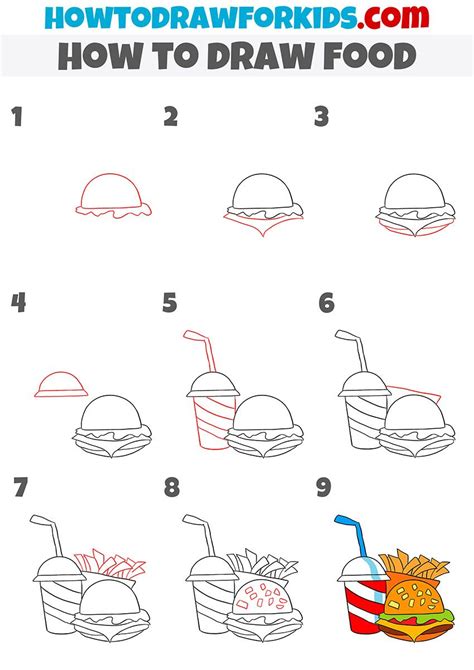 how to draw food step by step | Easy drawings for kids, Easy drawings, Step by step drawing