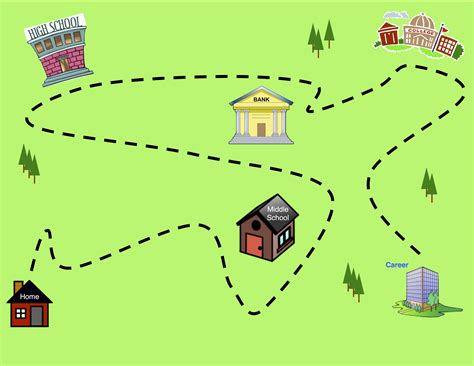 road map from house to school - Clip Art Library