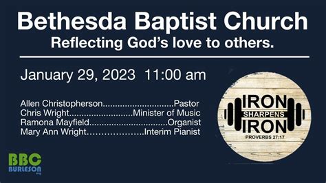 Bethesda Baptist Church Sunday Morning Worship Service 01/29/2023 - YouTube