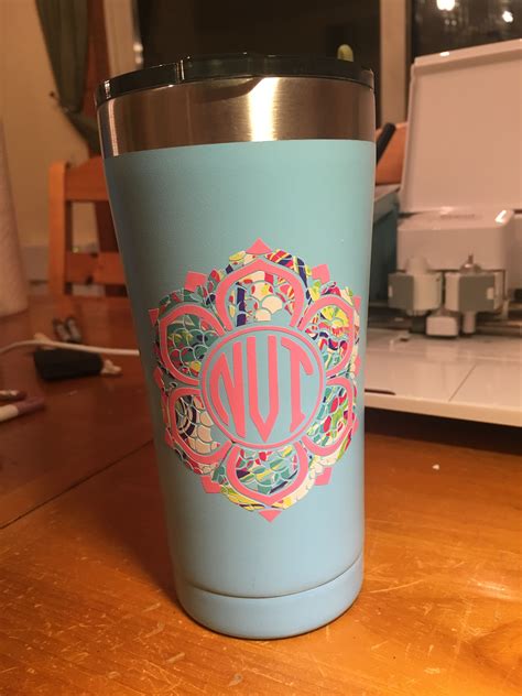 Cricut project--vinyl monogram decal on tumbler | Monogram vinyl decal ...