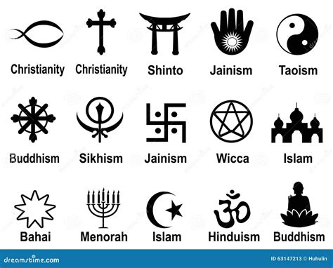 Black Religious Symbols Icons Set Stock Vector - Illustration of faith ...