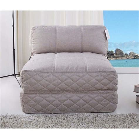 Pemberly Row Convertible Bean Bag Chair Bed in Latte - PR-526767