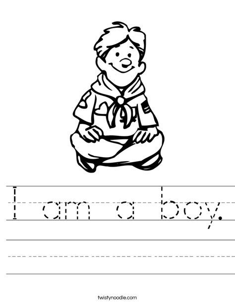 I am a boy Worksheet - Twisty Noodle