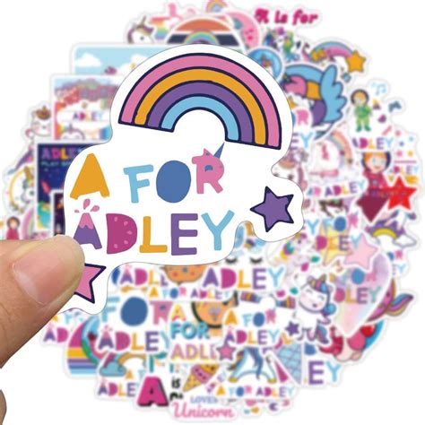 [Large sticker]50pcs A for Adley Stickers Cute Cartoon Unicorn Stickers for Notebook Luggage ...