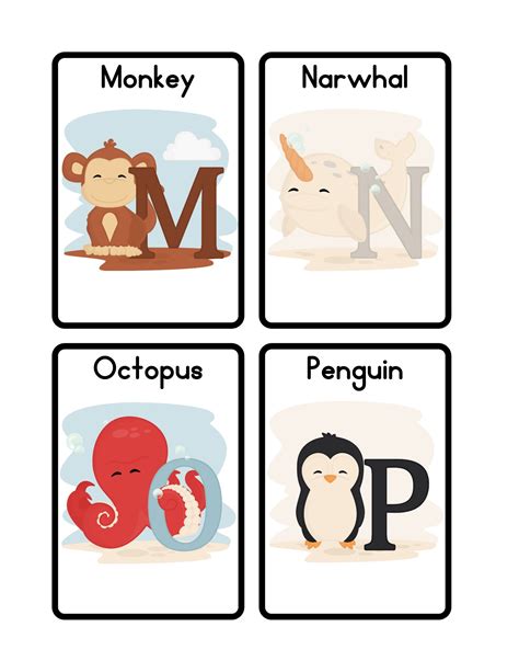 Animal Alphabet Printable Flashcards - Etsy