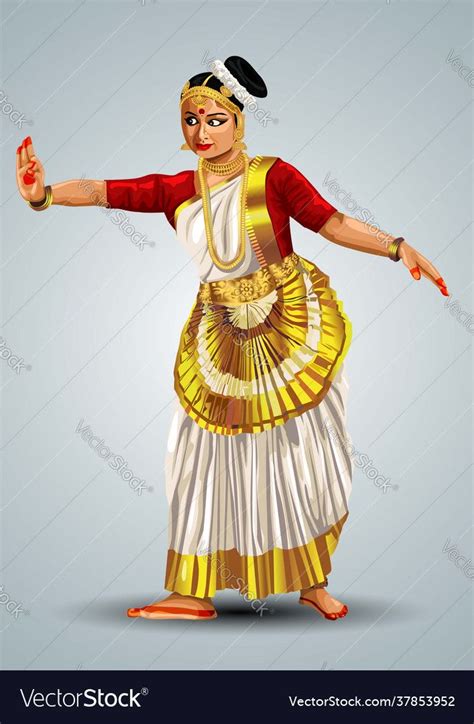 Kerala traditional dance performance mohiniyattam vector image on ...