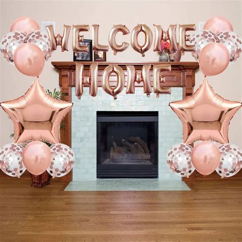 JumDaQQ Welcome Home Letter Balloon Banner with Star Sequin Balloons ...