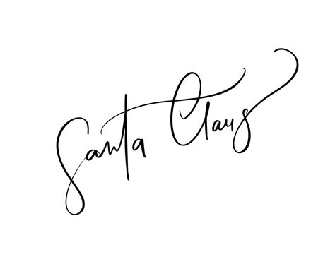 Christmas signature to the card Santa Claus. Isolated vector calligraphic phrase. Hand ...