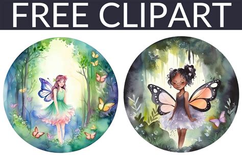 Free Cute Fairy Girls Watercolor Clipart Graphic by Esch Creative · Creative Fabrica