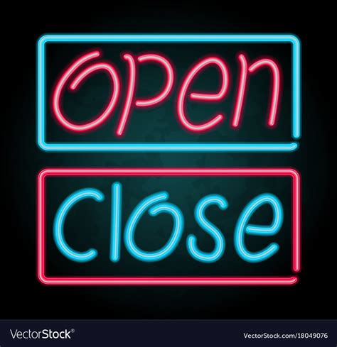 Neon sign for open and close Royalty Free Vector Image