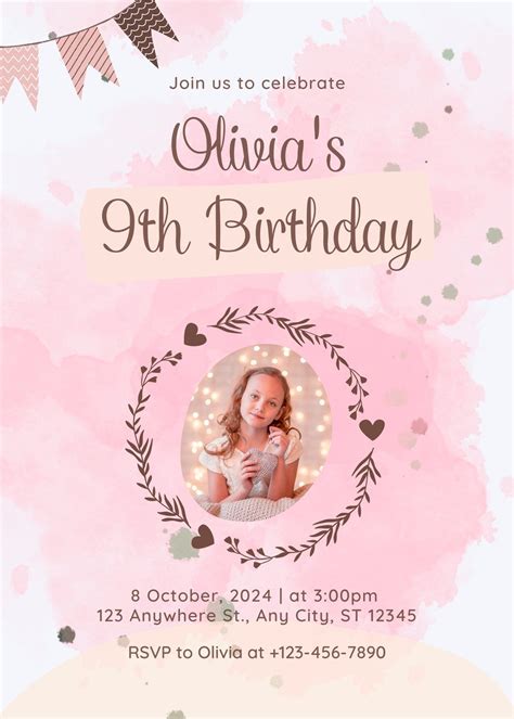 Girls Birthday Invitations Free Clipart