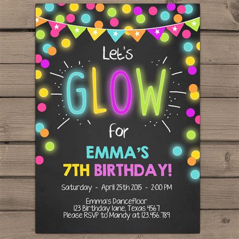 Neon Birthday Invitations - Invitation Design Blog