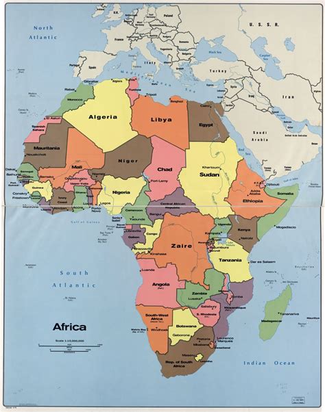 In high resolution detailed political map of Africa with the marks of capital cities and names ...