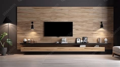 3d Visualization Of Interior Design Tv Wall Decoration Powerpoint ...