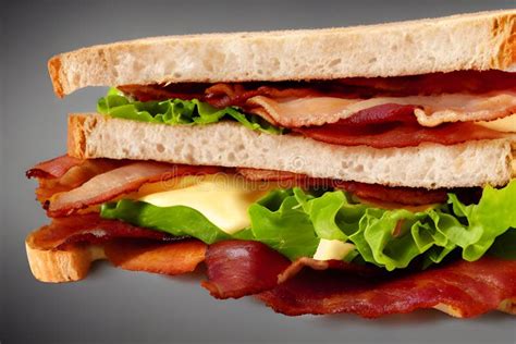 Bacon Sandwich with Toast Bread, Fast Food Breakfast Stock Photo - Image of impressive, edible ...