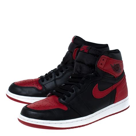 Nike Black And Red Leather Air Jordan 1 Retro High Top Lace Up Sneakers Size 43.5 Nike | TLC