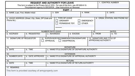 Army Fillable Leave Form - Printable Forms Free Online