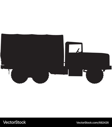 Army truck silhouette Royalty Free Vector Image