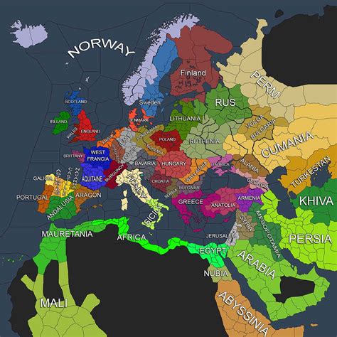 Labeled map of the De Jure Kingdoms at 867 Start Date : r/CrusaderKings