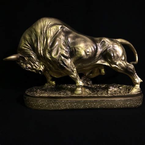 Bull Statue Bullish Market Gold Colored | Etsy