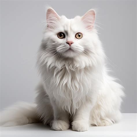 Premium AI Image | a white angora cat on a white background