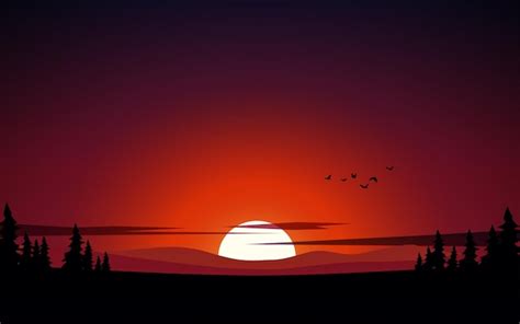 Premium Vector | Abstract red dark sunset nature background