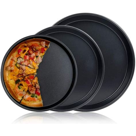 SPRING PARK Pizza Baking Pan Baking Sheets for Oven Nonstick Round Pizza Tray Bakeware Carbon ...