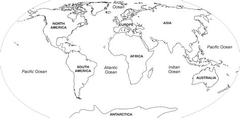 Outline Map of World With Names - World Map with Countries