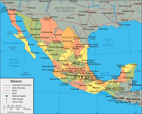 Mexico Map of Cities Geography | Map of Mexico Regional Political Geography Topographic