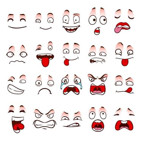 Character Face Expressions Vector Art PNG, Expressive Funny Face Character Element, Embarrassed ...