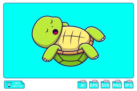 Cute Turtle Sleeping Cartoon Graphic by mokshastuff · Creative Fabrica