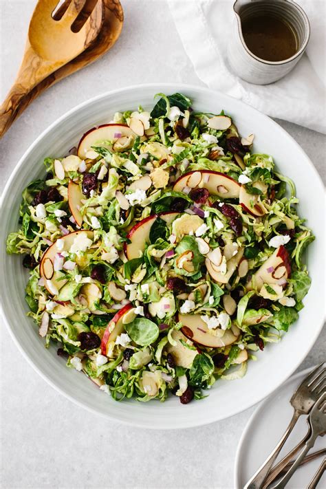 Shaved Brussels Sprouts Salad with Cranberries and Apple - Downshiftology