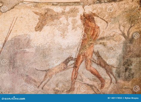 Pompeii, Italy. Ancient Frescoes in Wall of Old Building Editorial Image - Image of outdoor ...