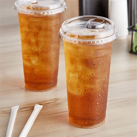 Choice HD 24 oz. Heavy Weight Clear Plastic Cold Cup with Strawless / Sip-Through Lid - 50/Pack