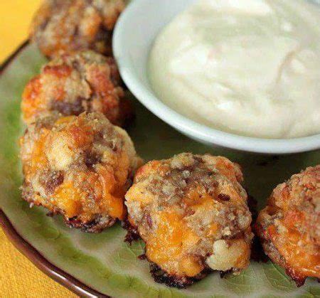 Cream Cheese Sausage Balls with Creamy Mustard Dipping Sauce - Foodgasm Recipes