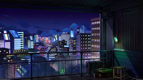 Anime City Background Night