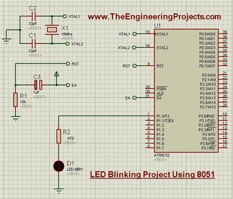 LED Blinking Project Using 8051 Microcontroller - The Engineering Projects