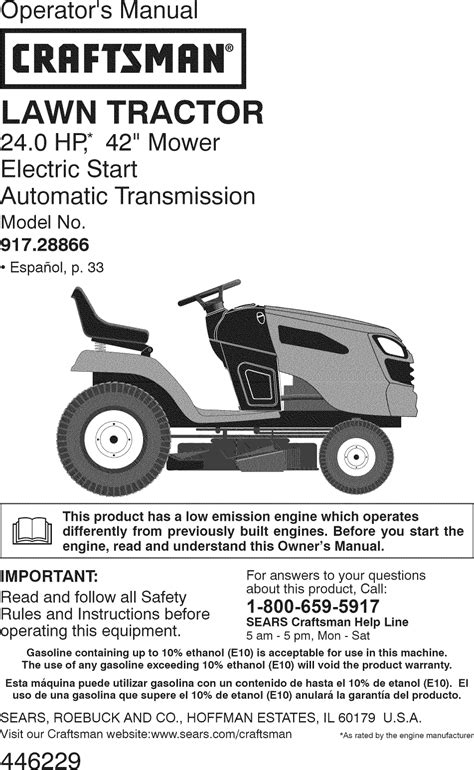 Craftsman 917288662 User Manual TRACTOR Manuals And Guides 1110005L