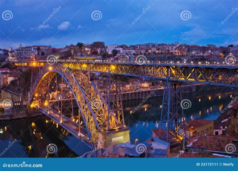 Old Town of Porto at Night, Portugal Stock Image - Image of night, center: 23172111