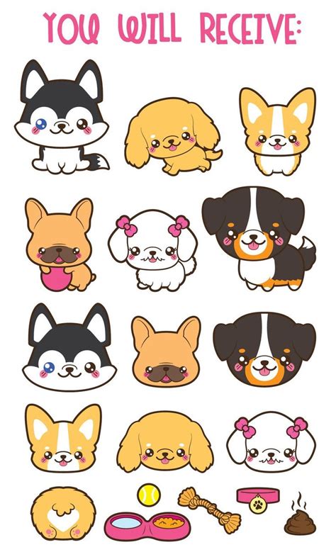 Kawaii dog clipart cute dog clipart dog breeds clipart | Etsy in 2020 | Cute dog drawing, Chibi ...